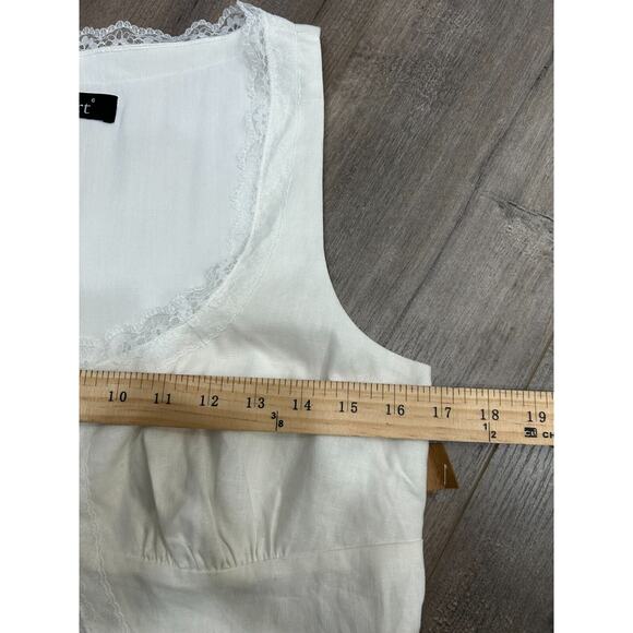 Kourt Women's Odette White Lace Trim Tie-Front Linen Blend Crop Top Size 6 NWOT - Picture 13 of 14